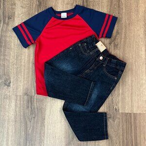 NEW Hanna Andersson Jeans and Baseball Stripe Tee Bundle